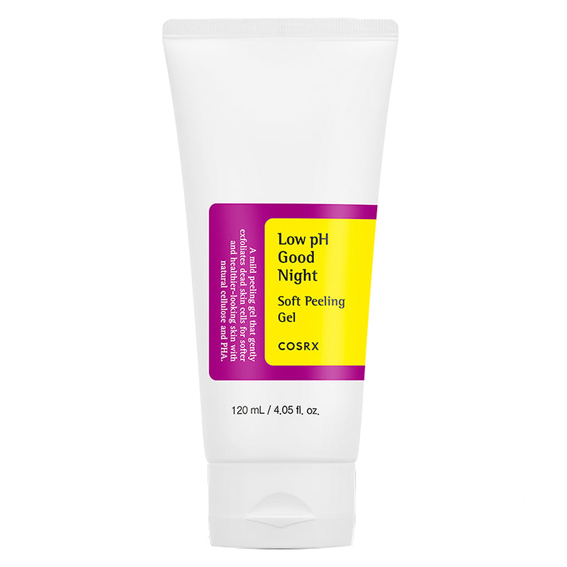 COSRX Low pH Good Night Soft Peeling Gel 120ml - white tube, front label, on a white background