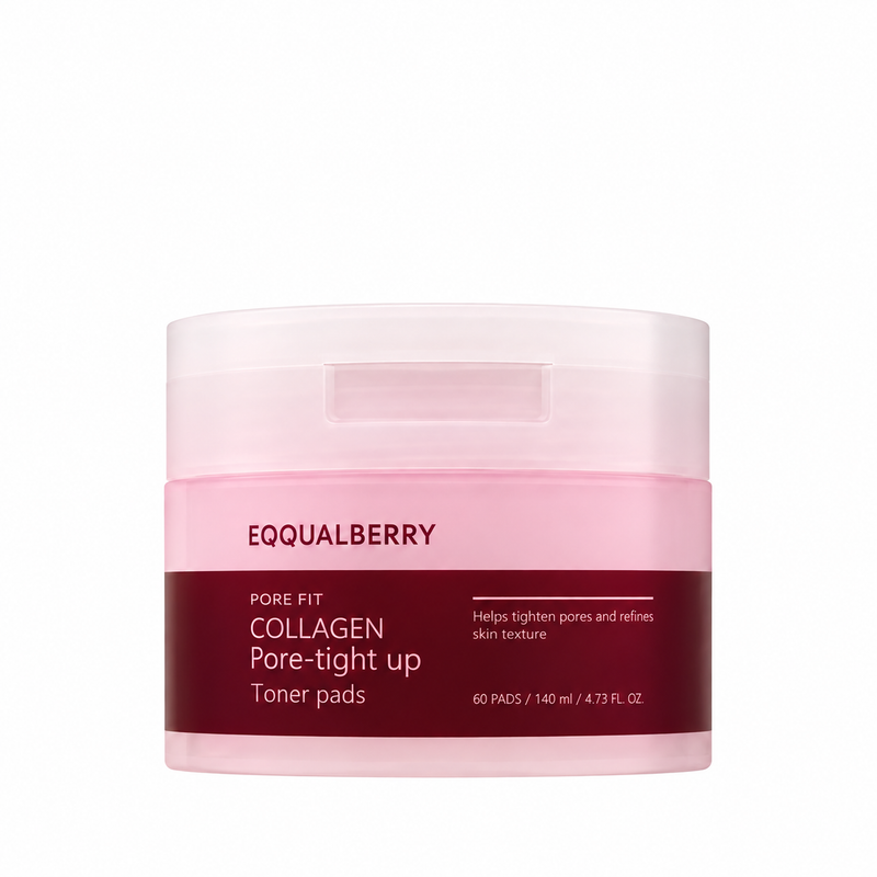 Eqqualberry Collagen Pore-Tight Toner Pads 60 Pads 140ml on a plain white background