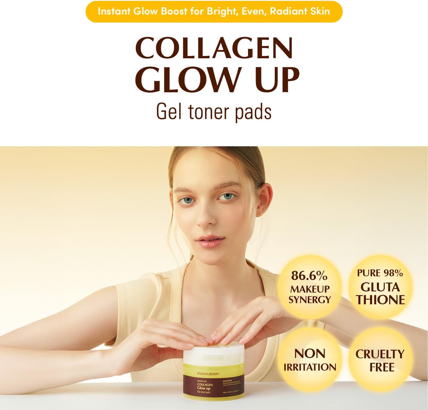 Eqqualberry Collagen Glow Toner Pads 60 pads - Eqqualberry K-Beauty