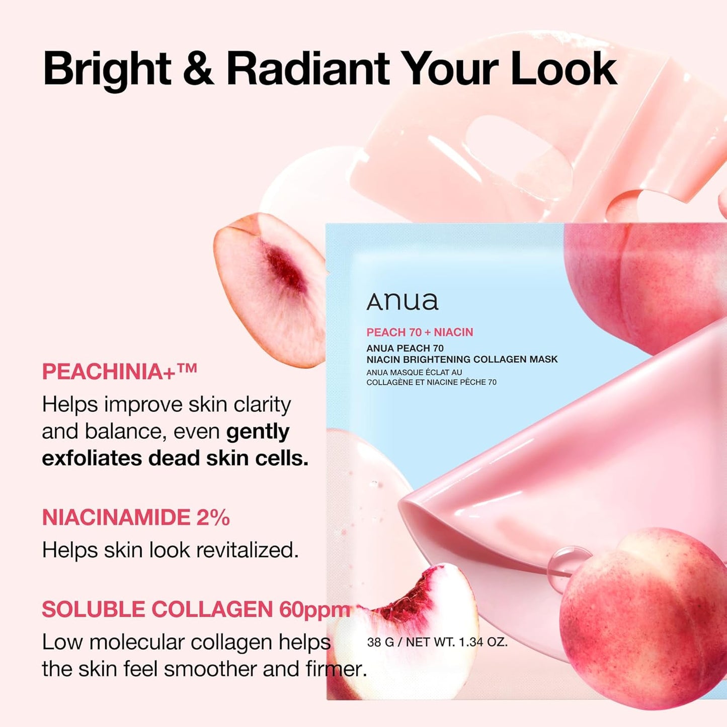 Anua Peach 70 Niacin Brightening Collagen Mask - Anua K-Beauty