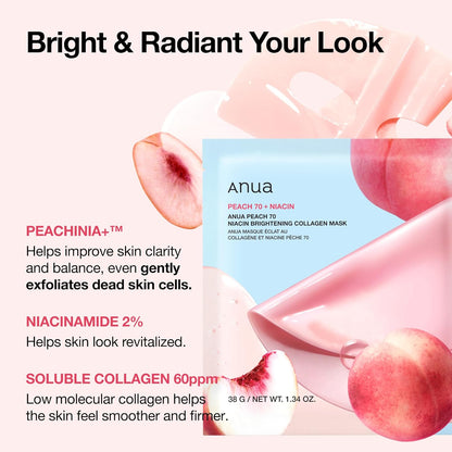 Anua Peach 70 Niacin Brightening Collagen Mask - Anua K-Beauty
