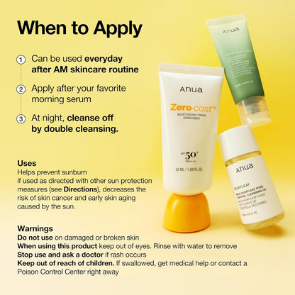 Anua Zero-Cast Sunscreen SPF50 50ml - Anua K-Beauty