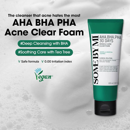 Some By Mi AHA BHA PHA Miracle Acne Foam - Some By Mi K-Beauty