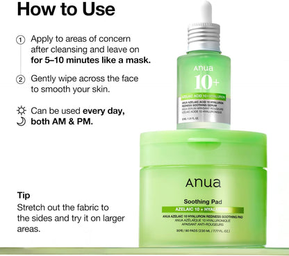 How to use beside the jar and the azelaic serum: apply to areas of concern for five to ten minutes like a mask, then wipe across the face, morning and night