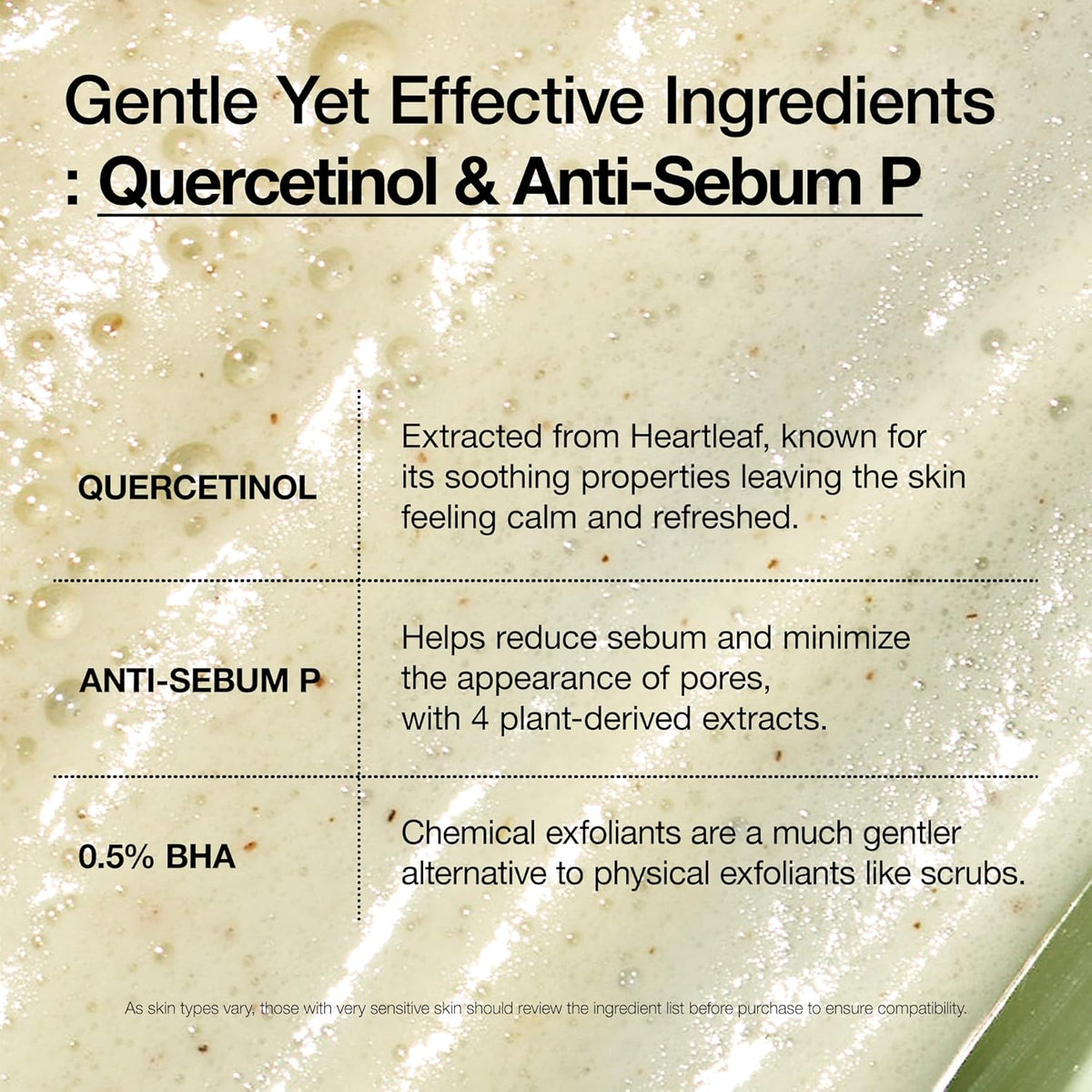 Anua Heartleaf Double Cleanse Duo - gentle yet effective ingredients panel over a gel texture