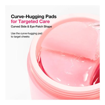 Curve-hugging pads for targeted care: a close-up of the eye-patch-shaped pad in the jar