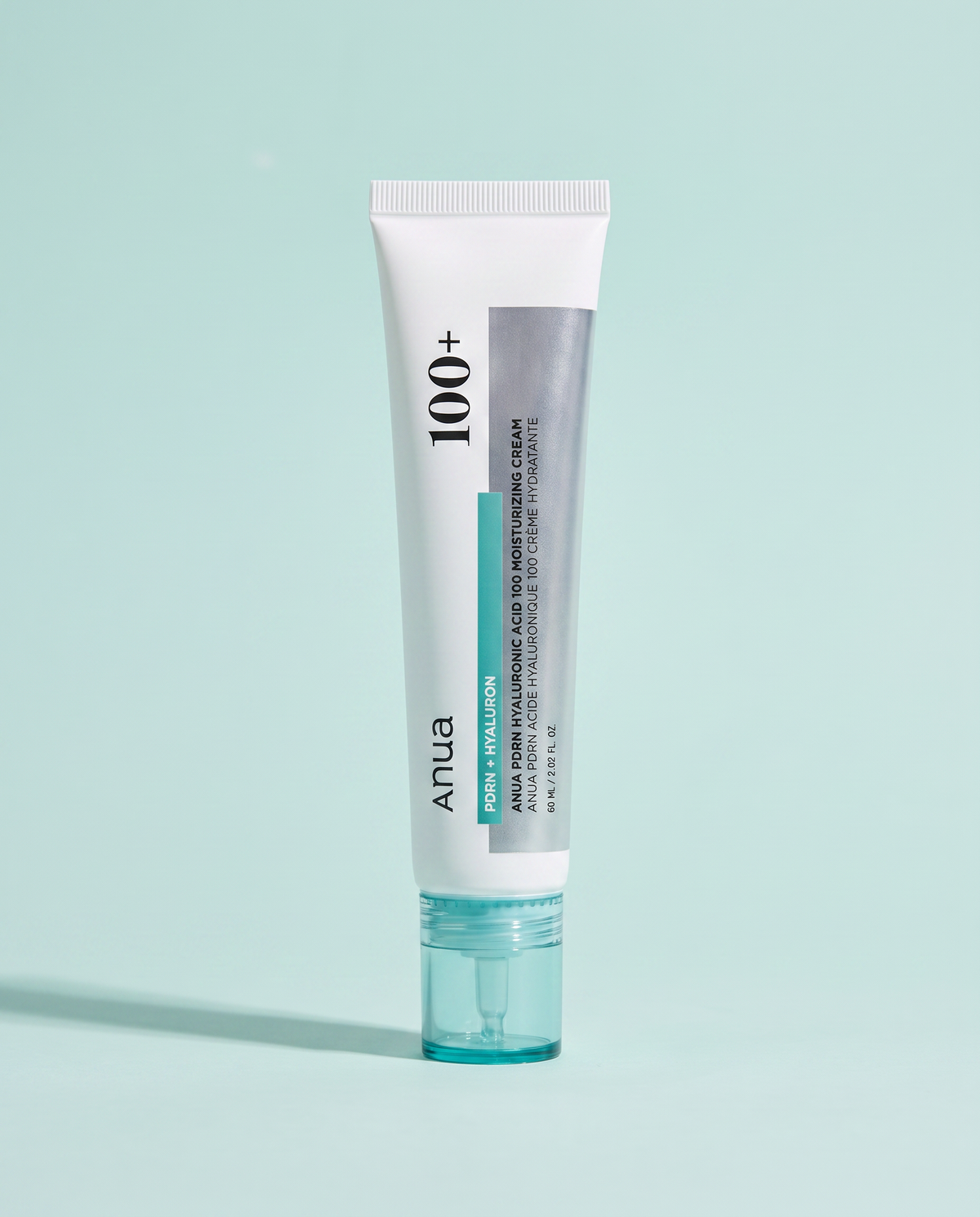 Anua PDRN Hyaluronic Acid 100 Moisturizing Cream 60ml - mint and white tube on a pale mint background