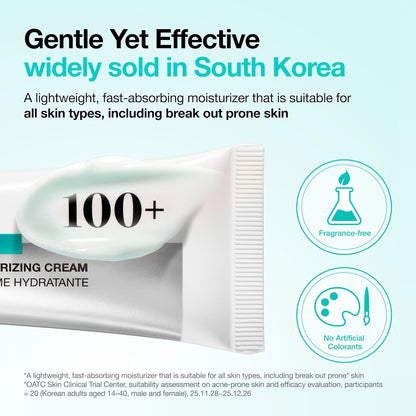 Gentle yet effective: the tube in a cream swirl, fragrance-free with no artificial colourants, suitable for all skin types including breakout-prone