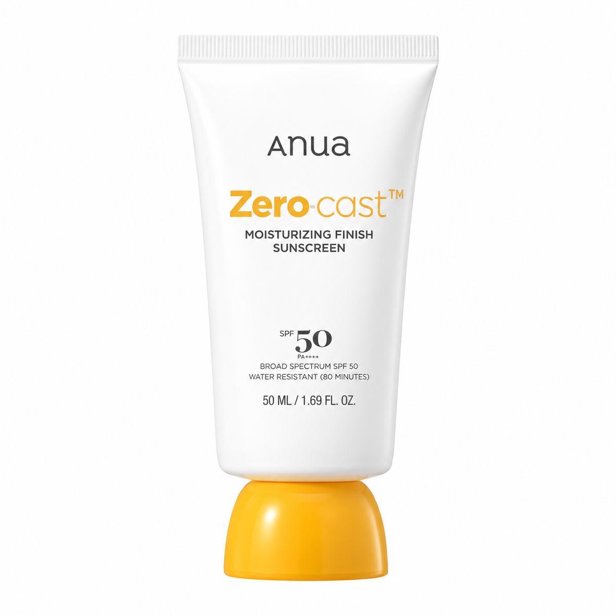 Anua Zero-Cast Sunscreen SPF50 50ml on a plain white background