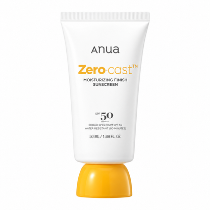 Anua Zero-Cast Sunscreen SPF50 50ml on a plain white background