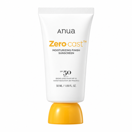 Anua Zero-Cast Sunscreen SPF50 50ml on a plain white background