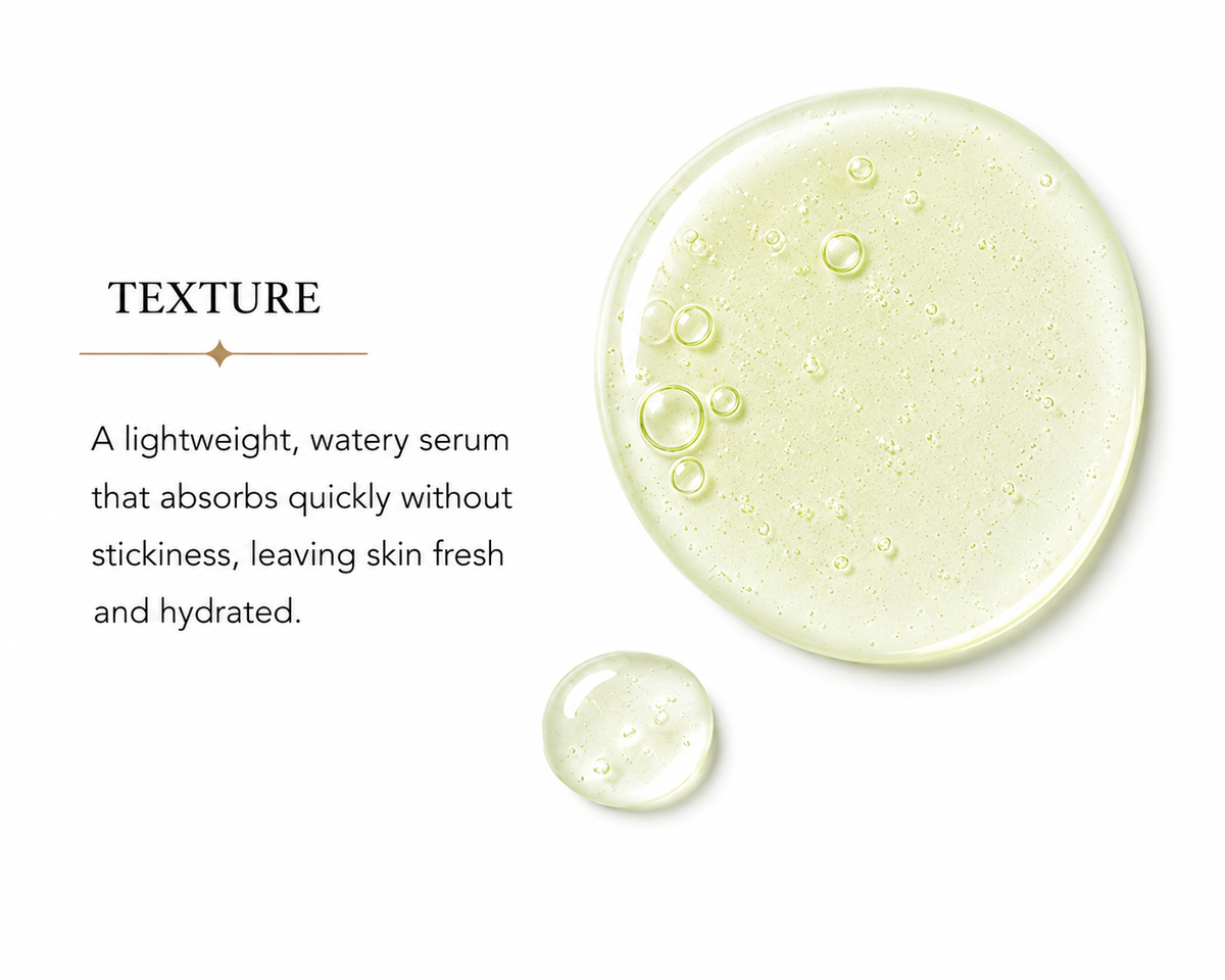 Texture: a drop of the lightweight watery serum that absorbs quickly without stickiness