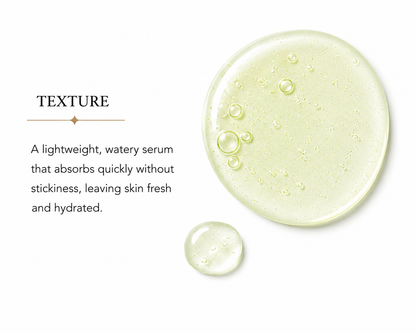 Texture: a drop of the lightweight watery serum that absorbs quickly without stickiness