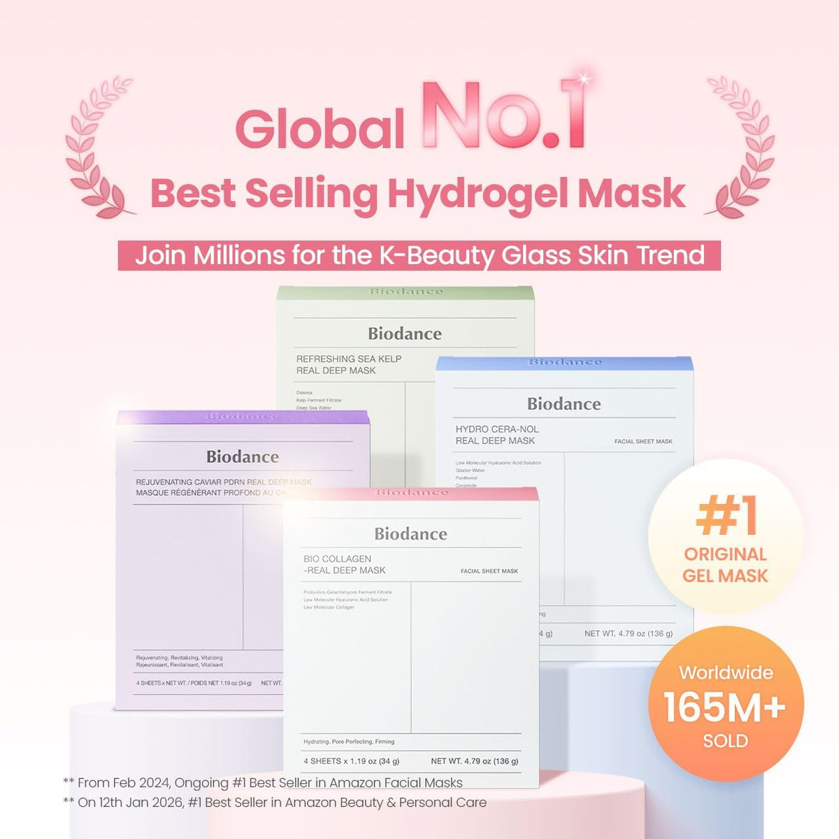 The Biodance hydrogel mask range grouped together, described as the global number one best-selling hydrogel mask with over 165 million sold