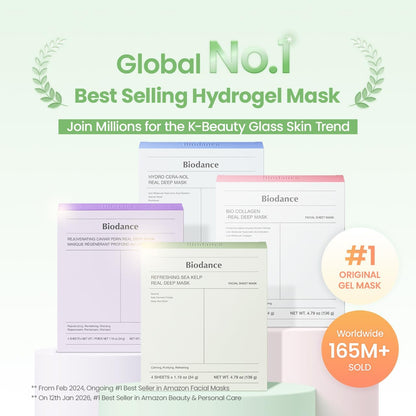 The Biodance hydrogel mask range grouped together, described as the global number one best-selling hydrogel mask with over 165 million sold