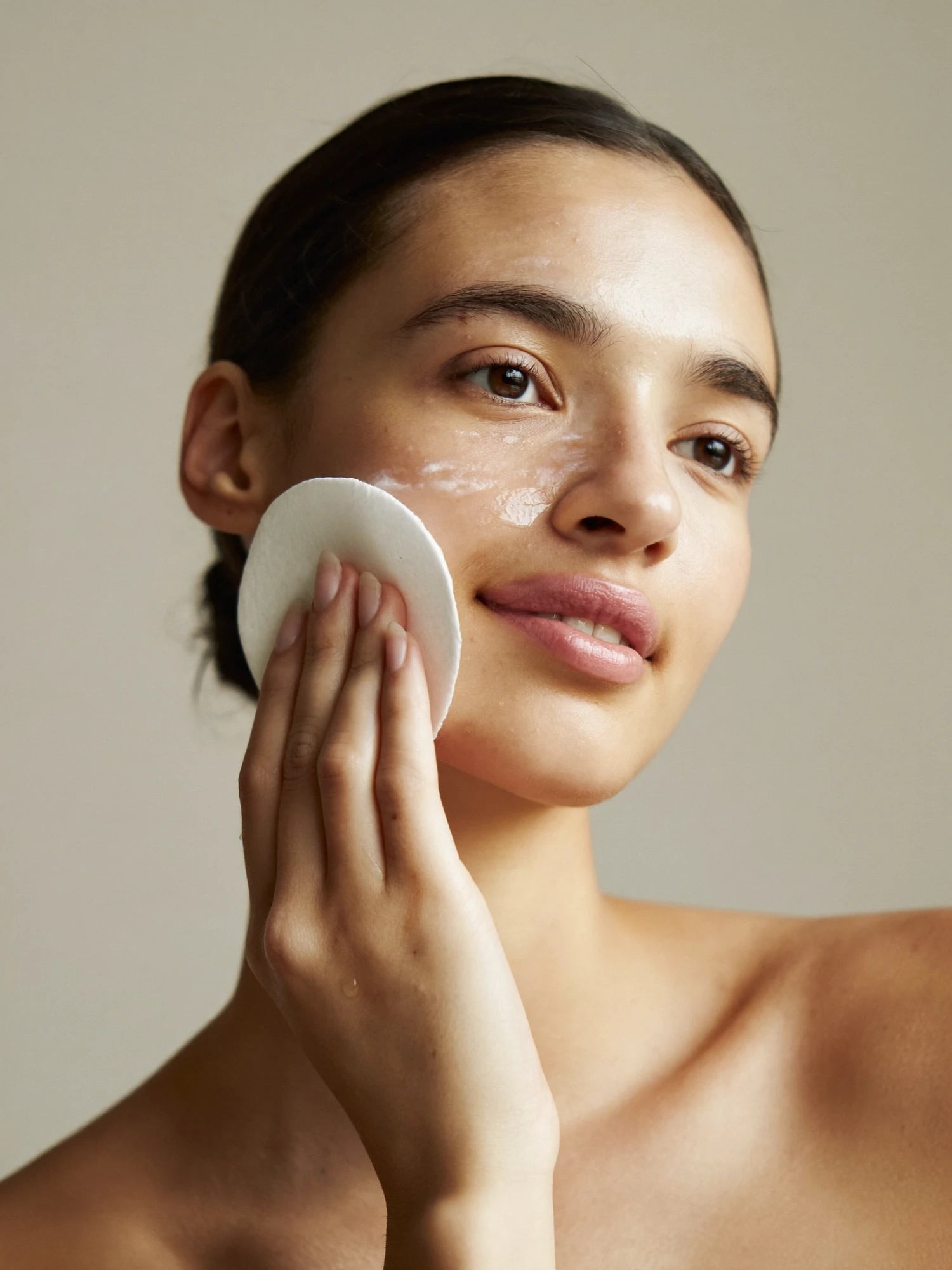 Model applying toner with a cotton pad