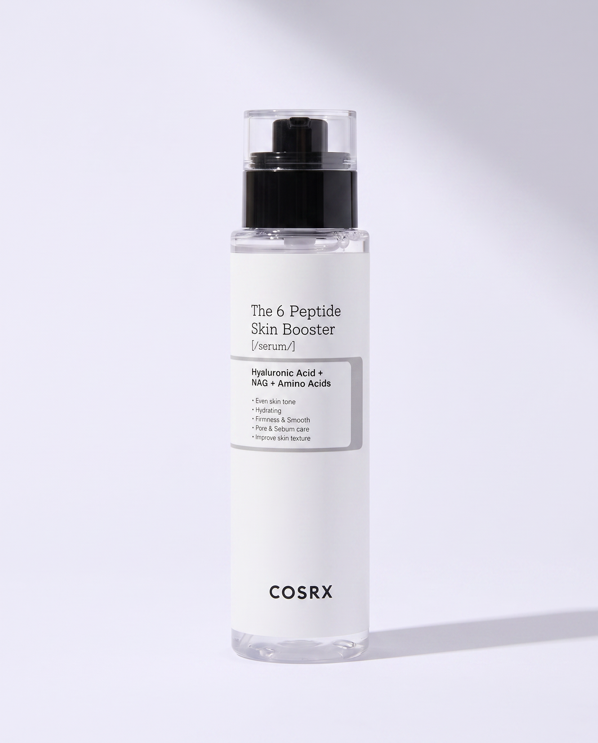 COSRX 6X Peptide Collagen Booster Toner 150ml - frosted pump bottle, front label, white background