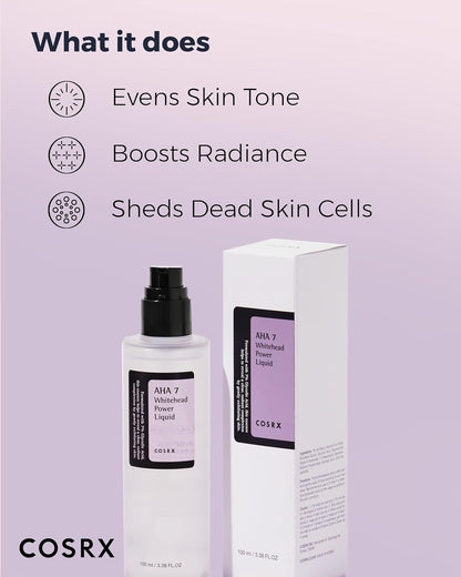 What it does, beside the bottle and its carton: evens skin tone, boosts radiance, sheds dead skin cells