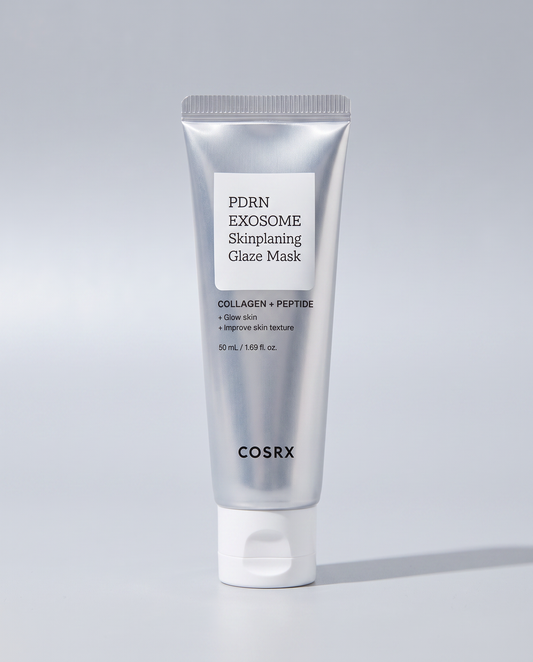 COSRX PDRN Exosome Glaze Mask 50ml - silver tube with a black cap on a grey background