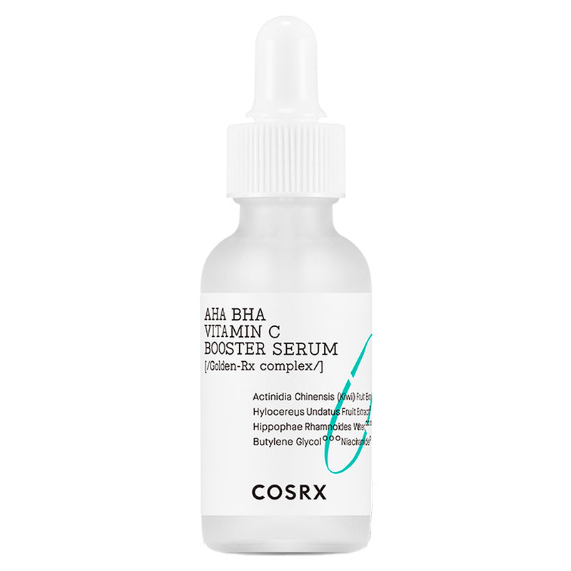 COSRX Refresh AHA BHA Vitamin C Booster Serum 30ml - frosted dropper bottle, front label, white background