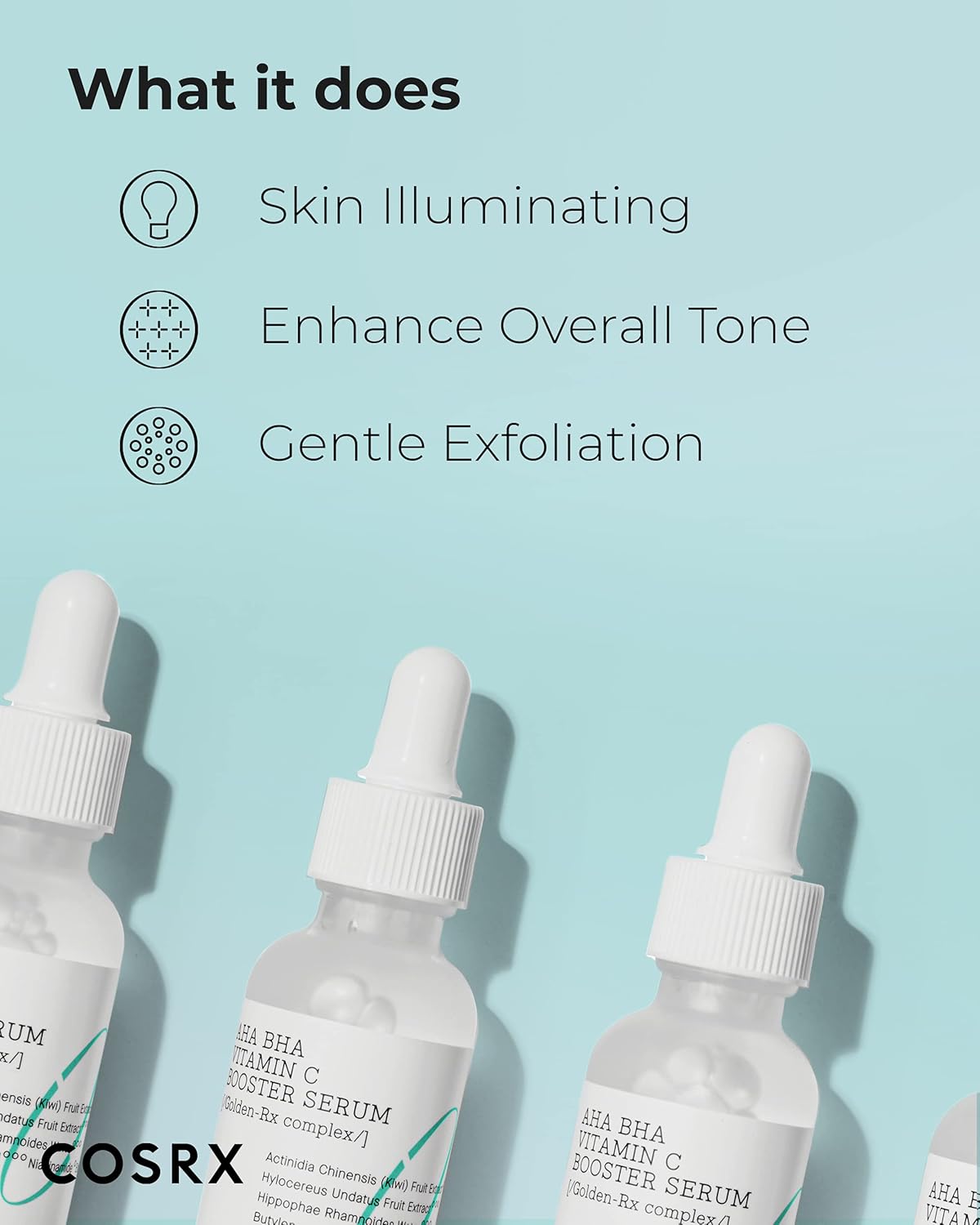 What it does, beside three bottles: skin illuminating, enhances overall tone, gentle exfoliation