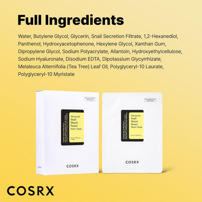 Full ingredients list above the sheet mask box and sachet
