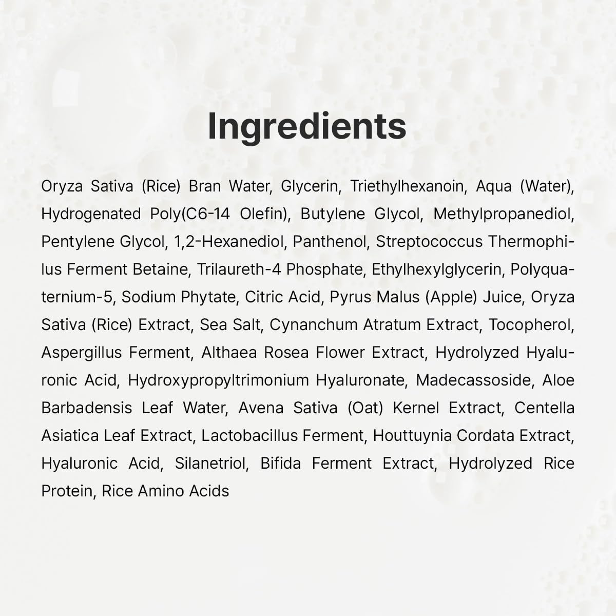 Full ingredients list for the 345 Relief Cream Mist on a cream-texture background