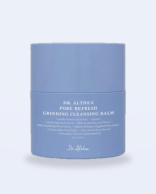 Dr.Althea Pore Refresh Cleansing Balm 50ml - closed jar, front label, on a pale blue background