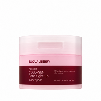 Eqqualberry Collagen Pore-Tight Toner Pads 60 Pads 140ml on a plain white background