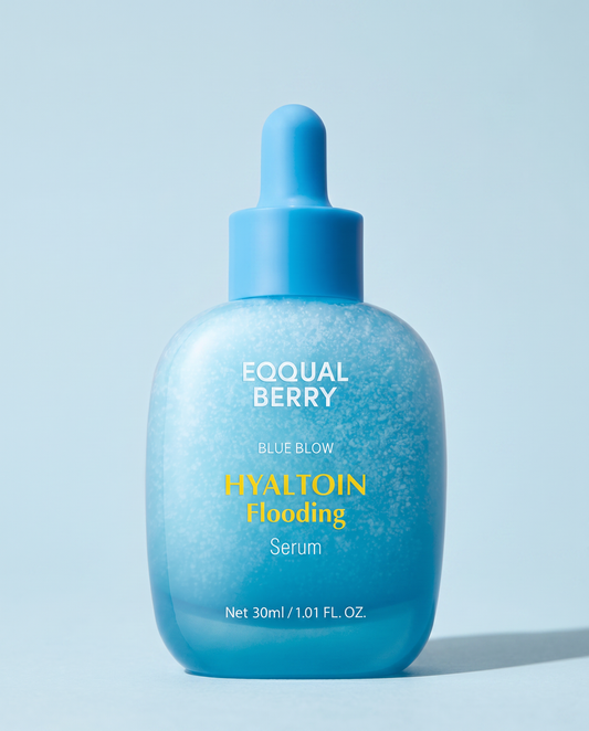 Eqqualberry Hyaluronic Flooding Serum 30ml - blue ombre dropper bottle on a pale blue background