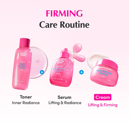 Firming care routine: the NAD plus toner for radiance, the serum for lifting and the cream for firming