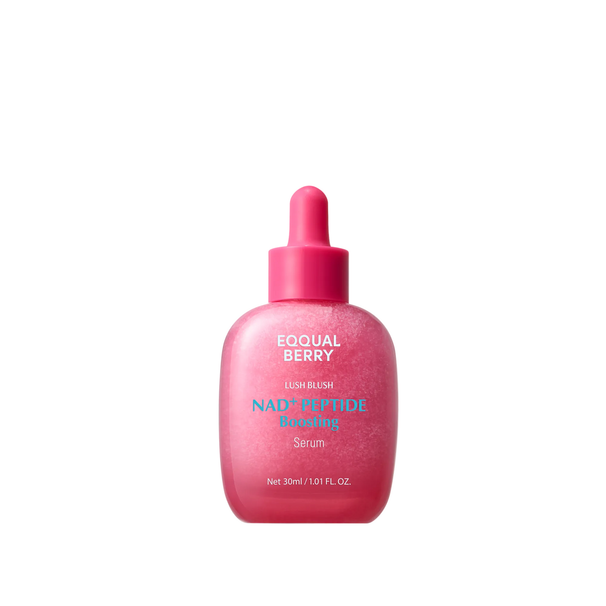 Eqqualberry NAD+ Peptide Boosting Serum 30ml - pink glitter dropper bottle on a white background