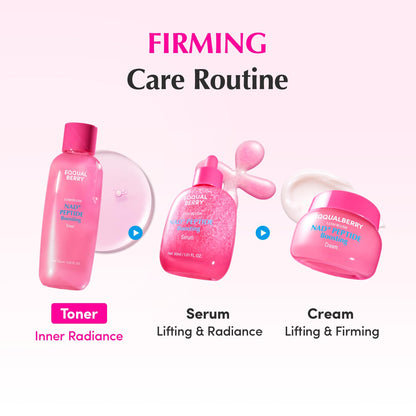 Firming care routine: the NAD plus toner for radiance, the serum for lifting and the cream for firming