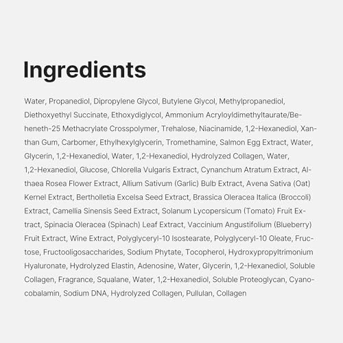 Full ingredients list panel for the Collagen Jelly Cream