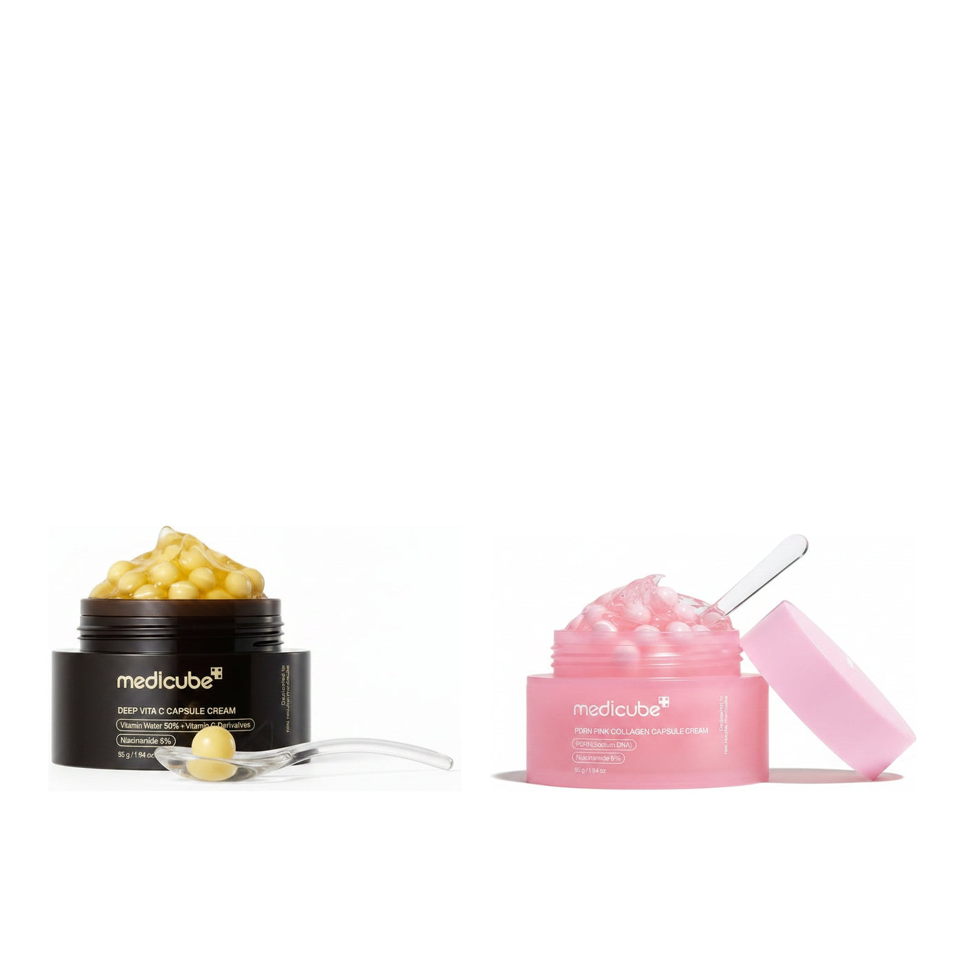 Medicube Day & Night Capsule Cream Duo - Deep Vita C Capsule Cream 55g and PDRN Pink Collagen Capsule Cream 55g