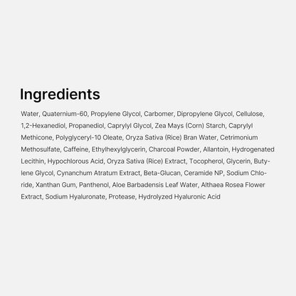 Full ingredients list for the Hypochlorous Acid Rice Peel Shot