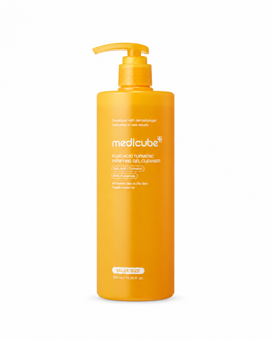 Medicube Kojic Acid Turmeric Purifying Gel Cleanser 500ml on a plain white background