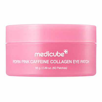 Medicube PDRN Pink Caffeine Collagen Eye Patch 60 Patches on a plain white background