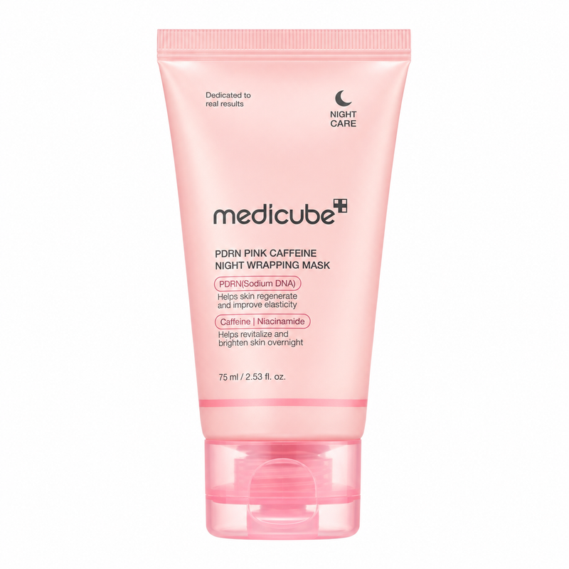 Medicube PDRN Pink Caffeine Night Wrapping Mask 75ml on a plain white background