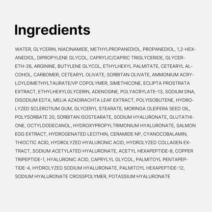 Full ingredients list panel for the PDRN Pink Collagen Capsule Cream