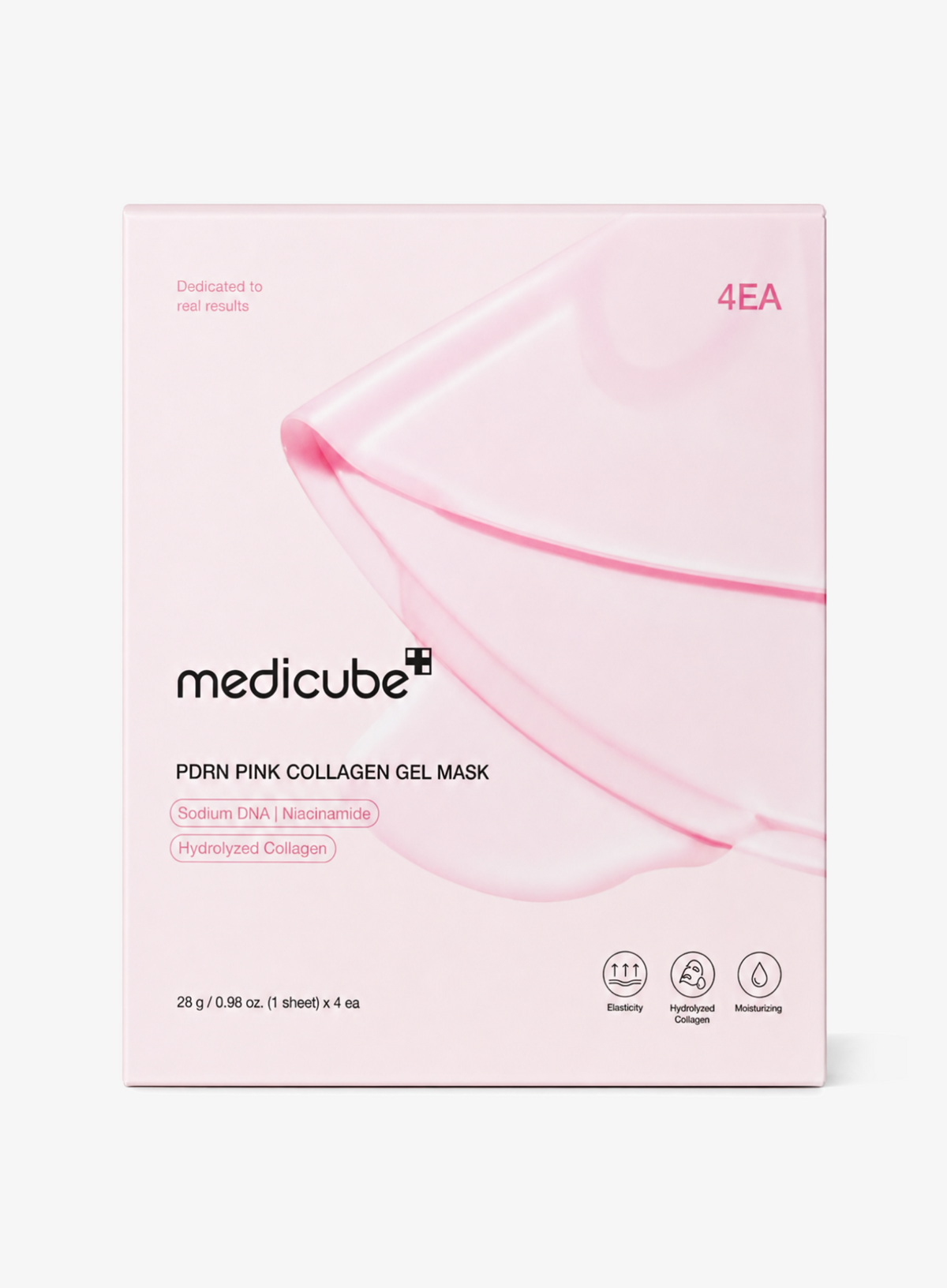 Medicube PDRN Pink Collagen Gel Mask 4 Pack on a plain white background