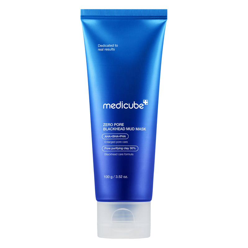 Medicube Zero Pore Blackhead Mud Mask 100g - blue mud mask tube standing on a white background