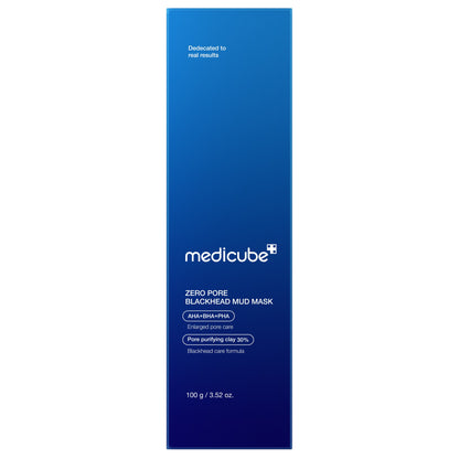 Medicube Zero Pore Blackhead Mud Mask 100g - navy carton, front of pack, on a white background