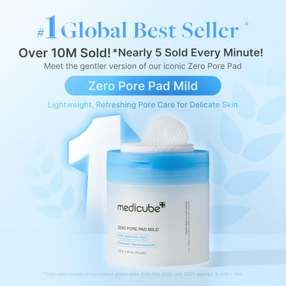 Number one global best seller, over 10 million sold: Zero Pore Pad Mild, the gentler version with lightweight refreshing pore care for delicate skin