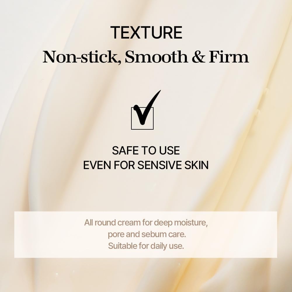 Texture: non-stick, smooth and firm, safe even for sensitive skin, an all-round cream for deep moisture and pore and sebum care