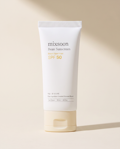 Mixsoon Bean Sunscreen SPF50 50ml - cream sunscreen tube on a white background
