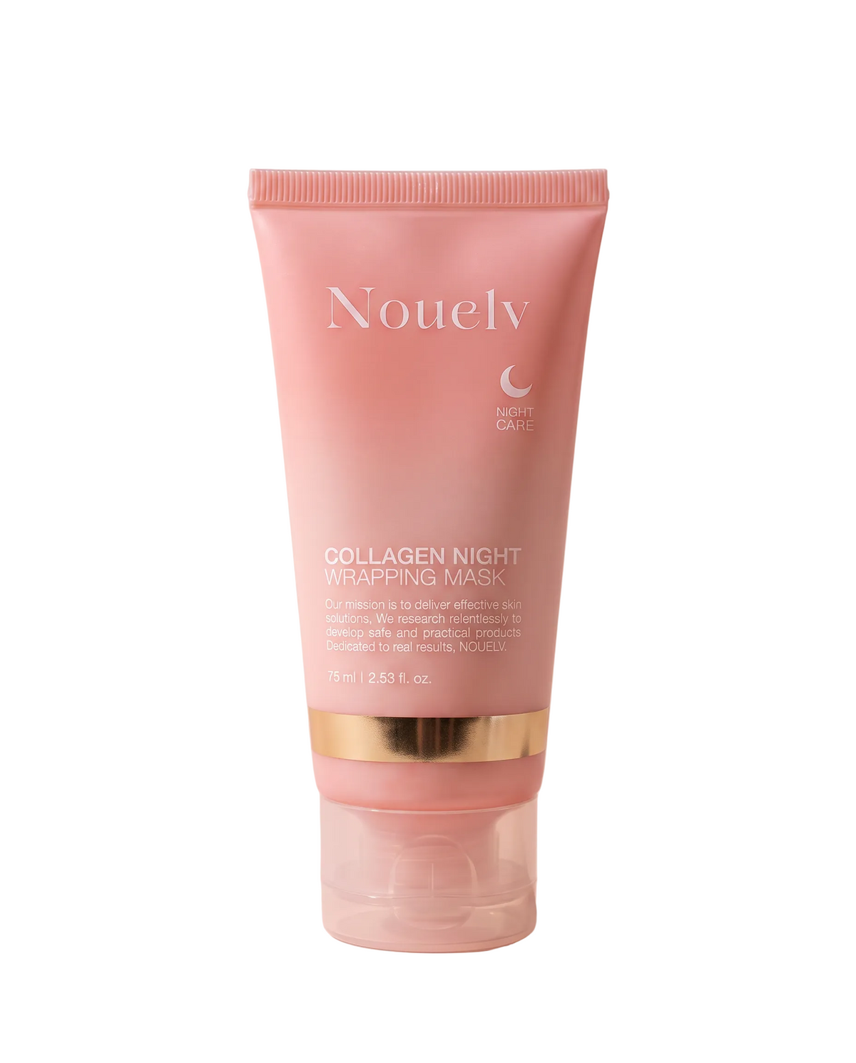 Nouelv Collagen Firming Night Face Mask 75ml - pink tube standing on a pale pink background