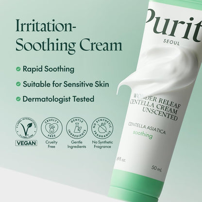 Irritation-soothing cream: the tube on green with rapid soothing, suitable for sensitive skin, dermatologist tested, vegan, cruelty-free, no synthetic fragrance