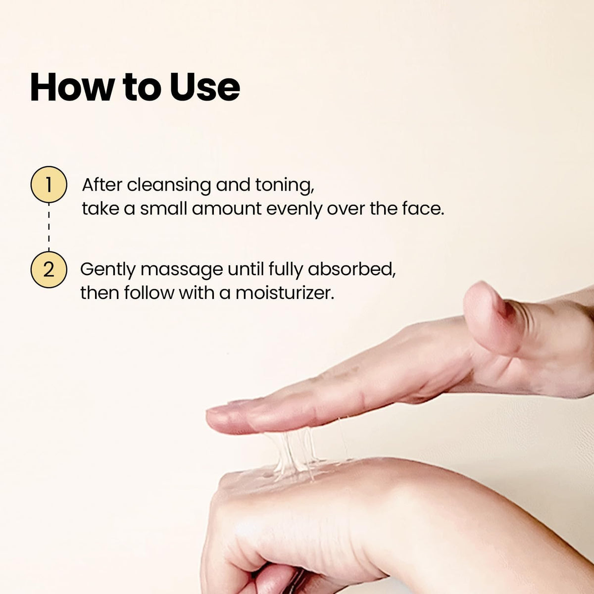 How to use beside hands stretching the essence between fingers: after cleansing and toning, apply a small amount, massage in and follow with moisturiser