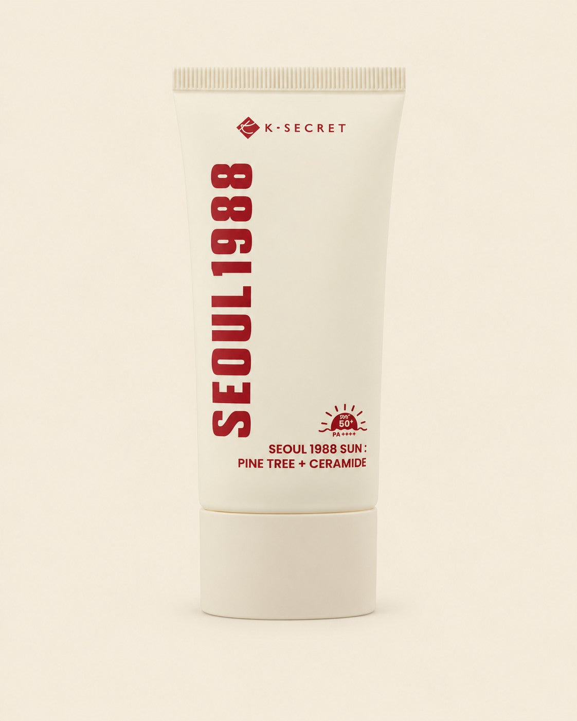 Seoul 1988 Sun Pine Tree + Ceramide SPF50+ 50ml on a coloured background